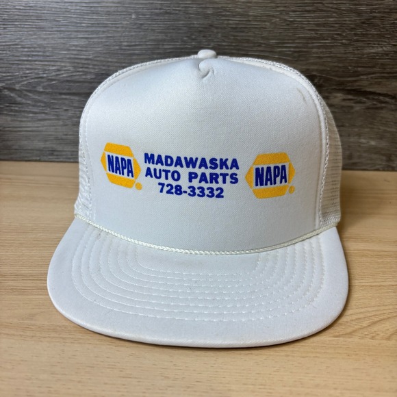 Napa Other - Vintage Napa Hat Cap Snapback‎ White Trucker Madawaska Maine Auto Parts